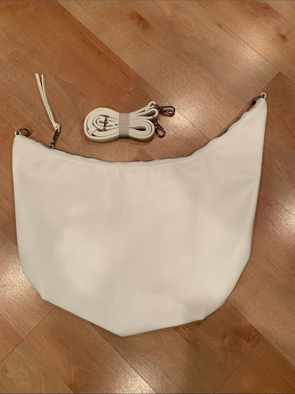 Pink Lily Crescent Oversize Shoulder Bag in White
